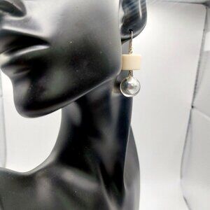 ZSISKA pure silverleaf ball and marshmallow hook dangle earrings